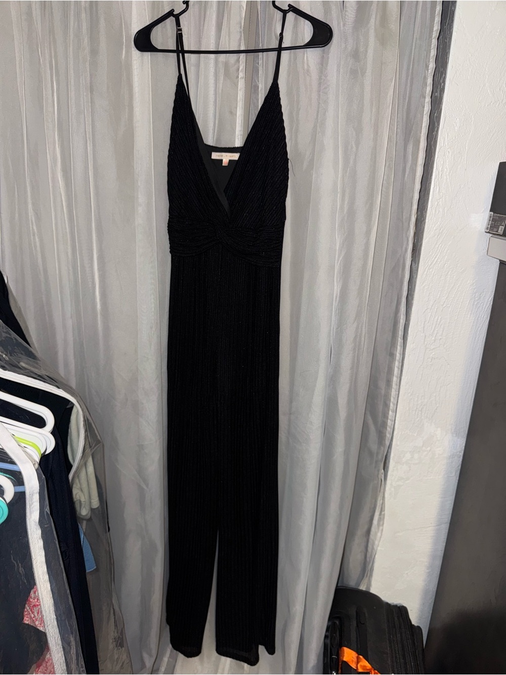 Pookie & Sebastian Black Sleeveless V-Neck Jumpsuit